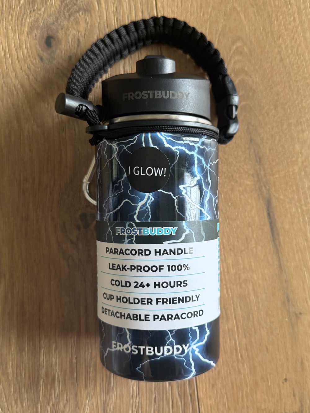 Frost Buddy 16oz Sports Buddy with Paracord Handle - Glows in the Dark- NWT